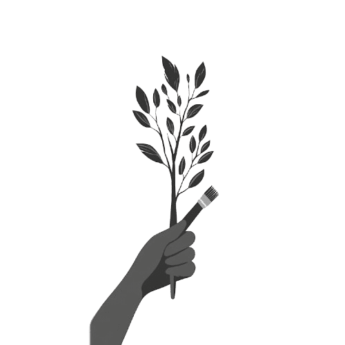 Hand, plant, and brush